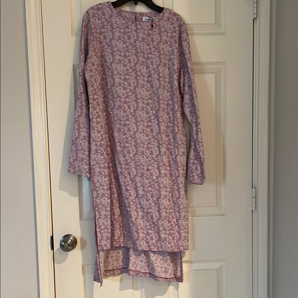 Purple Paisley Long Sleeve Dress